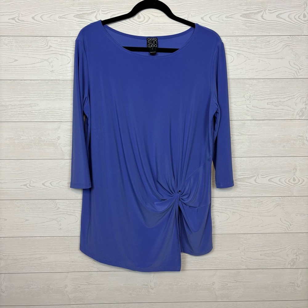 Clara Sun Woo Periwinkle Tie Blouse Size Large